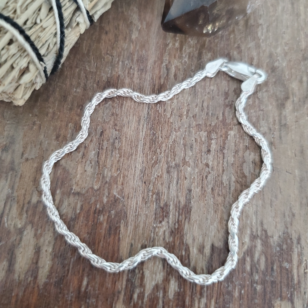 sterling silver 925 italy rope chain boho bracelet